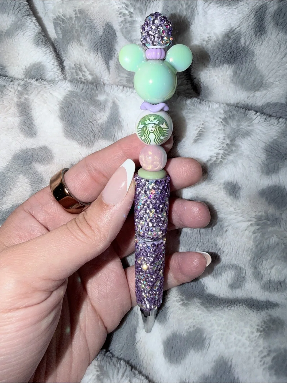 Sparkling Lavender & Mint Beaded Ballpoint Pen by